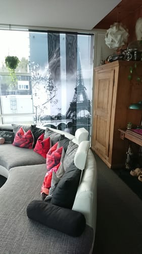 Customer photo review of Foto Schiebegardine "Paris Eifelturm schwarz weiß"