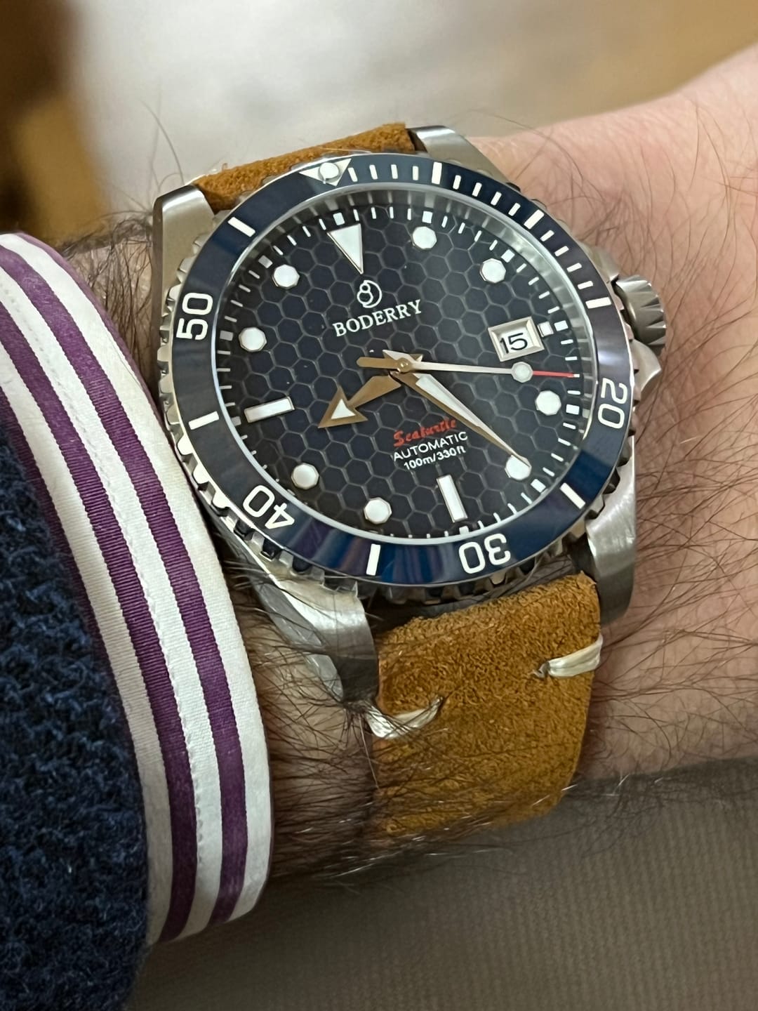 Customer photo review of SEATURTLE.OCEAN(TITANIUM) - Automatic Titanium Diver Watch | Sea Blue