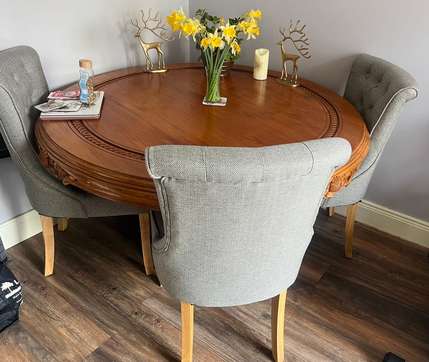 Customer photo review of Kingston Cement Grey Linen Dining Chair