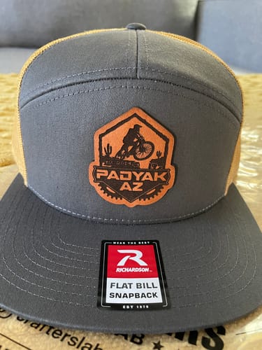 Customer photo review of Flat Bill Seven-Panel Leather Patch Hat - Richardson 168