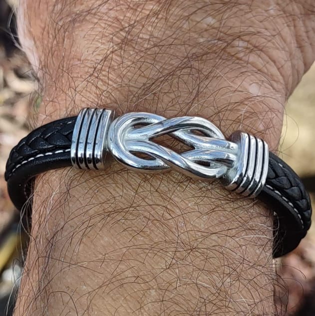Customer photo review of To My Son/Grandson "Forever Linked Together" | Braided Leather Bracelet