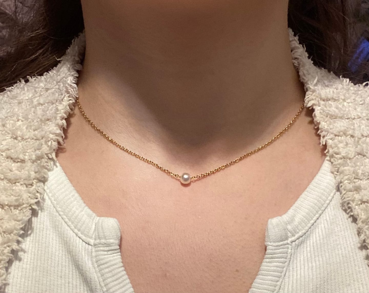 Customer photo review of Single Pearl | 18K vergoldete Perlenkette