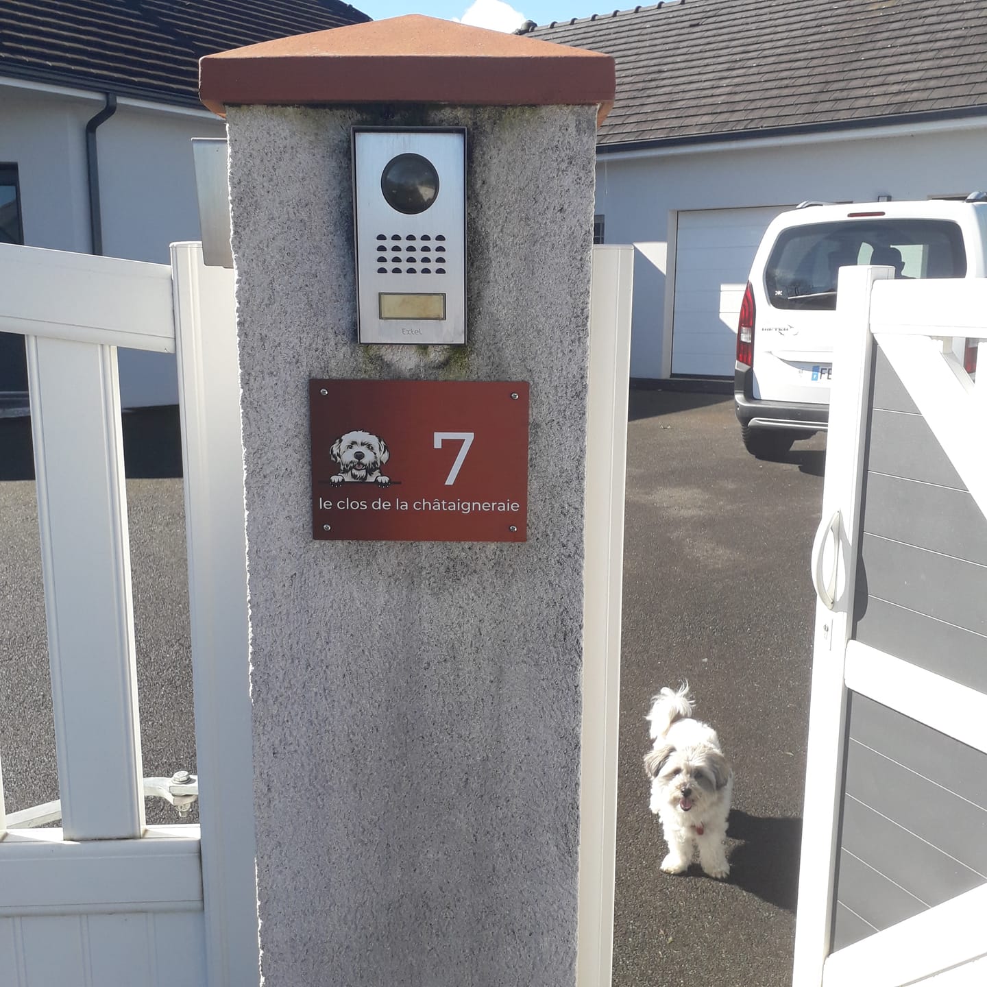 Customer photo review of Chiens curieux et numéro de maison - Plaque de porte personnalisée