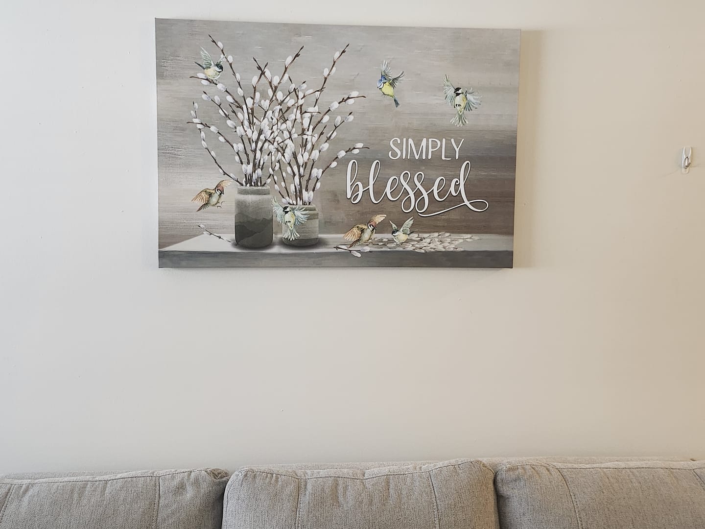 Customer photo review of Christian canvas wall art, Simply blessed wall decor