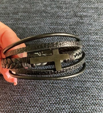 Customer photo review of To My Son/Grandson "Love You Forever" | Cross Braided Leather Bracelet