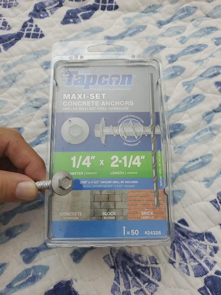 Customer photo review of Tapcon 24326 1/4x2-1/4 Hex Drive Flat Head Polymer Coated Steel Tapcon Concrete Screws, 50/Box