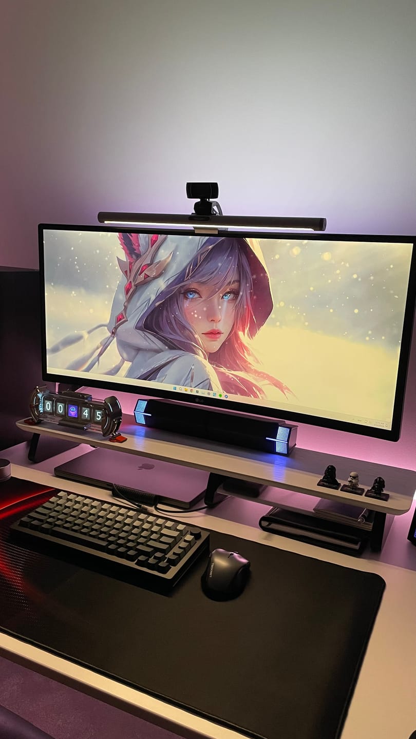 Customer photo review of Ergonomic Monitor Riser (white)