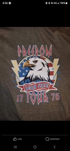 Customer photo review of Freedom Tour 1776 4th Of July DTF Heat Transfer, Independence Day Design, Fourth Of July DTF