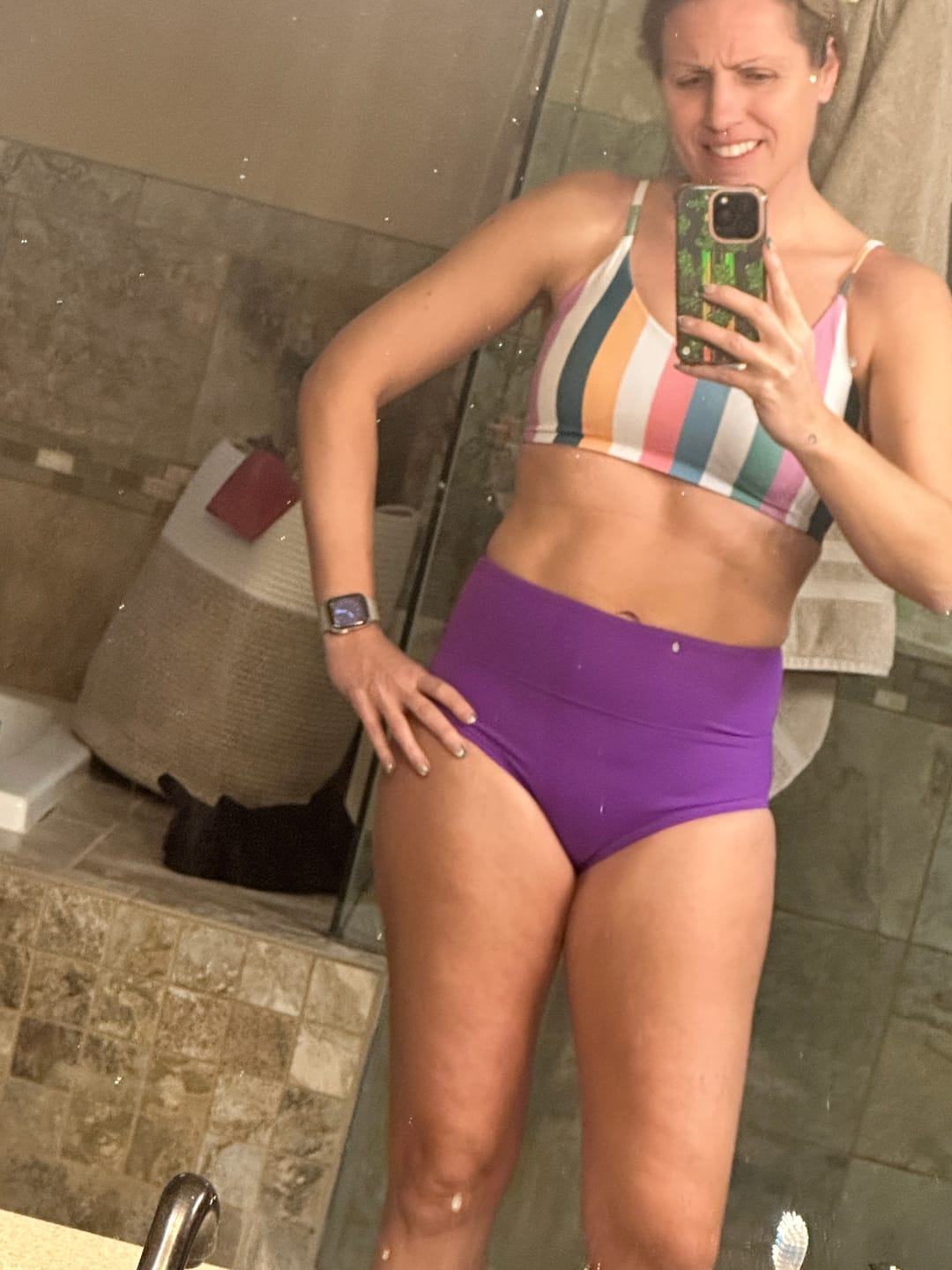 Customer photo review of Sunkissed Bikini Top - Retro Stripe 2.0