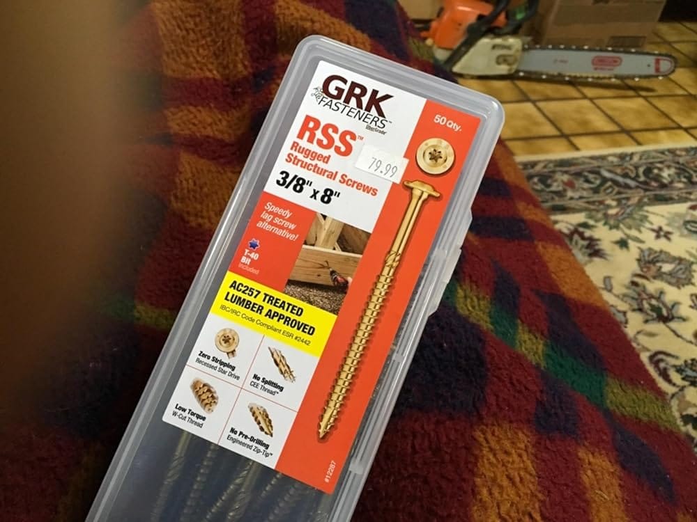 Customer photo review of GRK Screws 12287 3/8x8 Star Drive Washer Head Climatek Coated Steel RSS Rugged Structural Screws, 50/Box