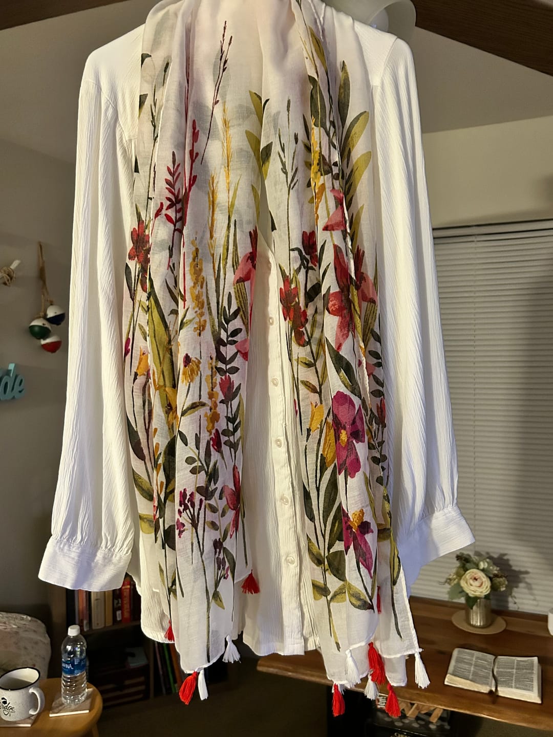 Customer photo review of Seaside Women Floral Print Tassel Scarf
