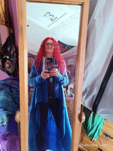 Customer photo review of CASHMERE WATERFALL JACKET ROYAL BLUE