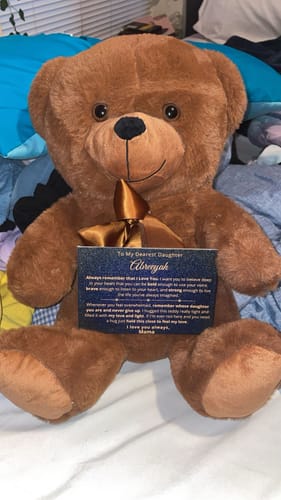 Customer photo review of Daughter, Always Remember - Teddy Bear with Personalized Canvas Message Card (D11-P)