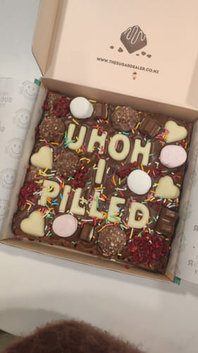 Customer photo review of Custom message heart brownie