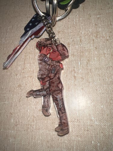 Customer photo review of Personalized Couple Military Acrylic Keychain
