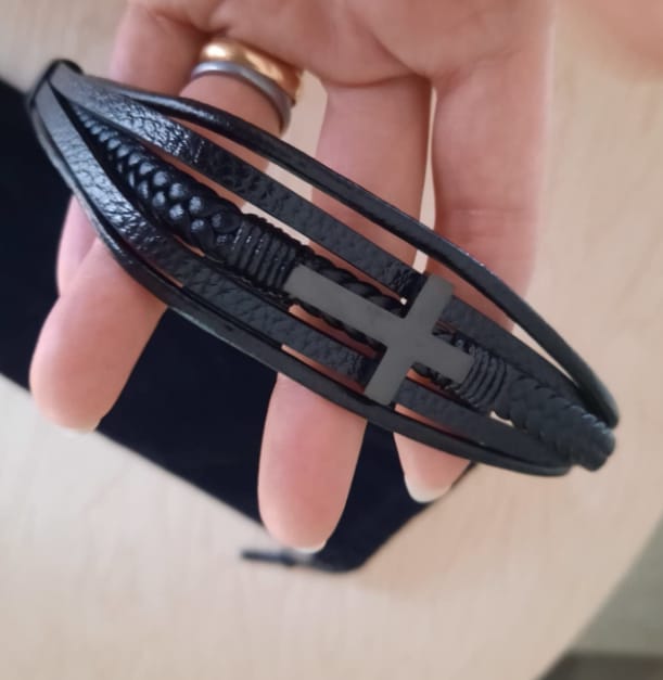 Customer photo review of To My Son/Grandson "Love You Forever" | Cross Braided Leather Bracelet