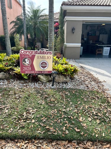 Customer photo review of Personalized College Bound Future Yard Sign