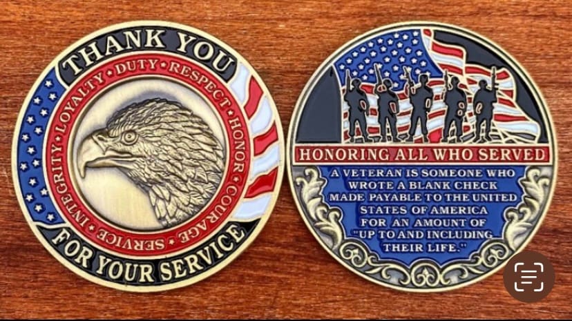 Customer photo review of Home of the Free - Thank You For Your Service Coin