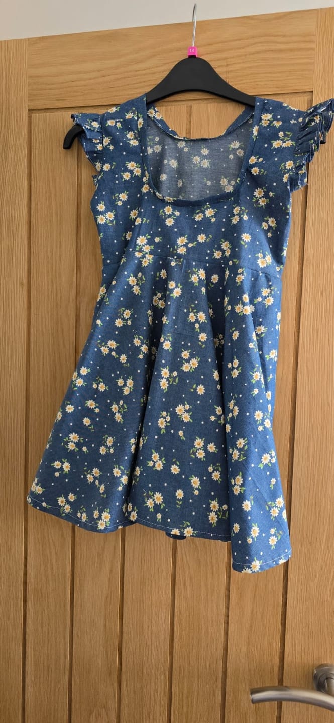 Customer photo review of Daisies Chambray Denim Fabric