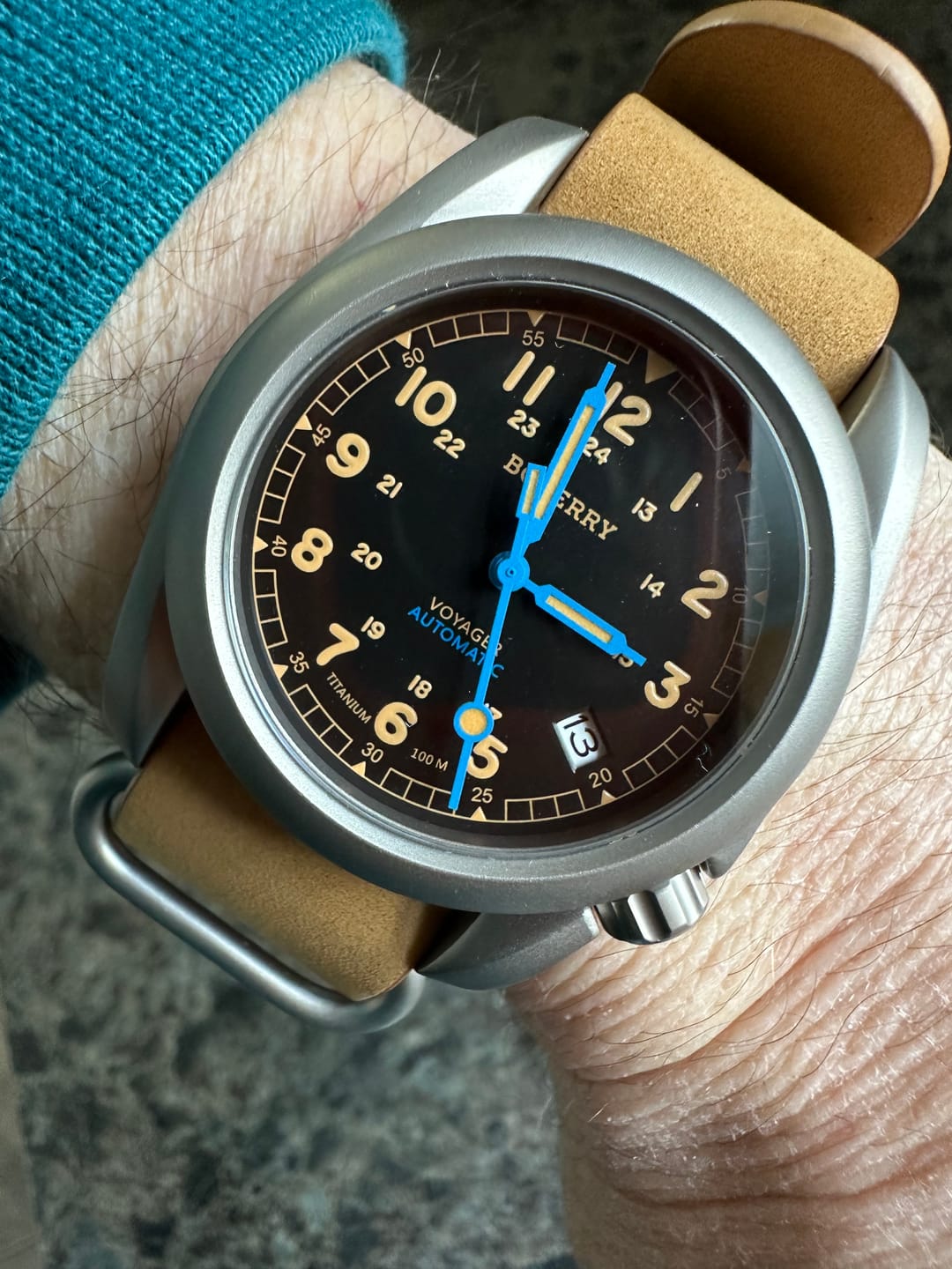 Customer photo review of VOYAGER - 100M Waterproof Titanium Automatic Field Watch | Vintage Noir