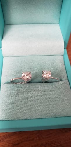 Customer photo review of Hoop Moissanite Leverback Earrings In Sterling Silver