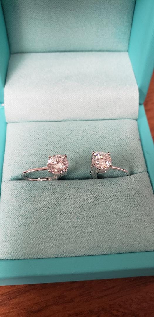Customer photo review of Hoop Moissanite Leverback Earrings In Sterling Silver