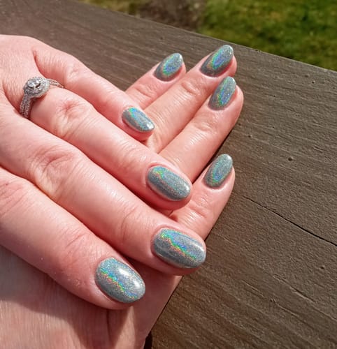 Customer photo review of HC2 Stare Green Glitter Dip Powder