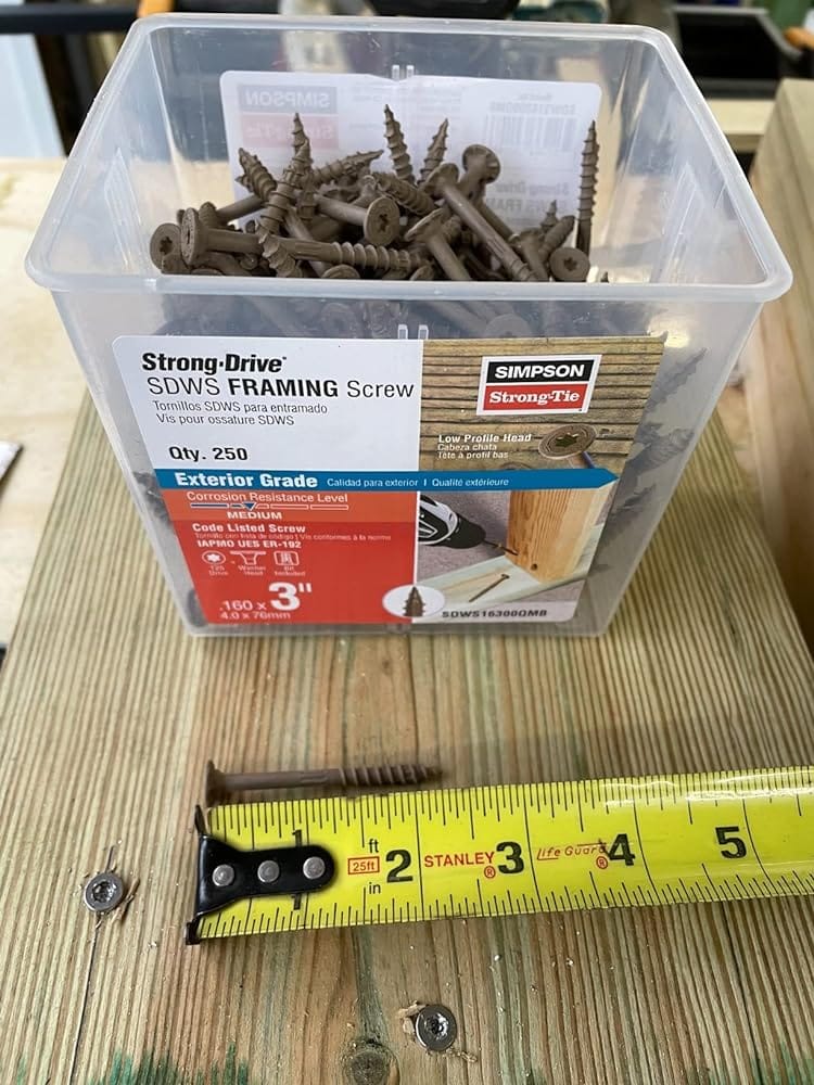 Customer photo review of Simpson Strong-Tie SDWS16300QMB .440x3 Star Drive Low Profile Head Quik Guard Coating Steel Construction Screws, 250/Box