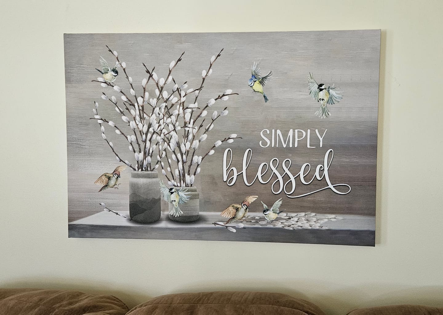 Customer photo review of Christian canvas wall art, Simply blessed wall decor
