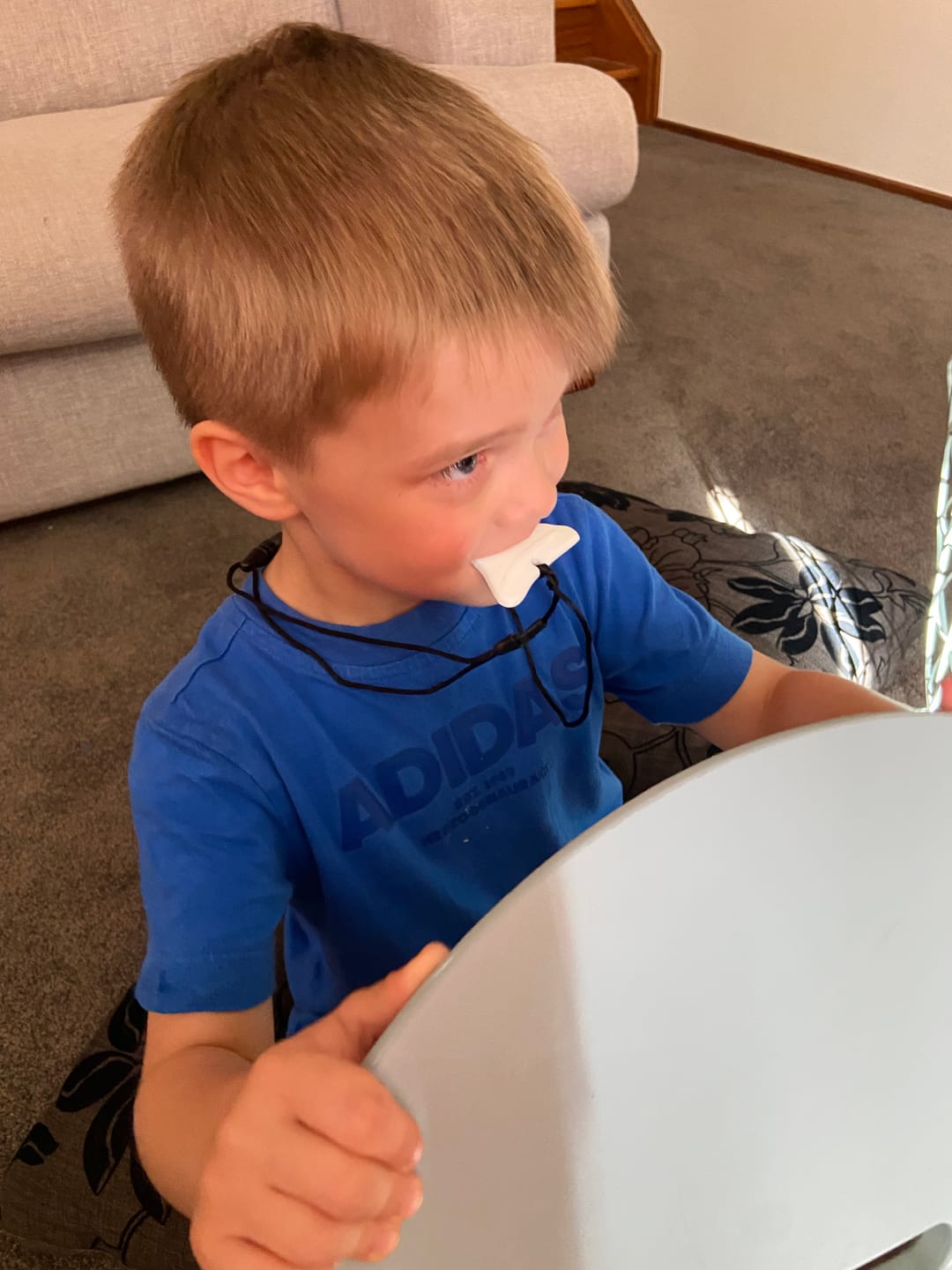 Customer photo review of Shark Tooth Sensory Chew Necklace - Free Hygiene Case