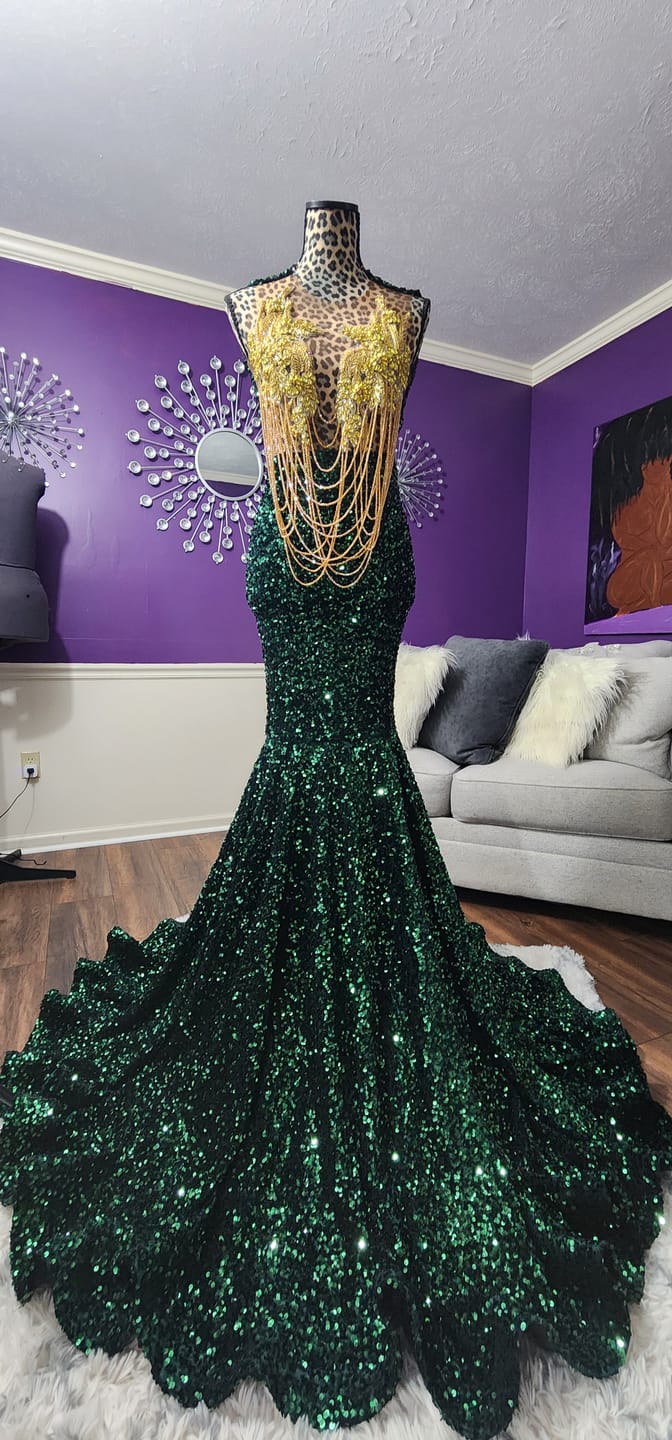 Customer photo review of Hunter Green Sequin On Velvet