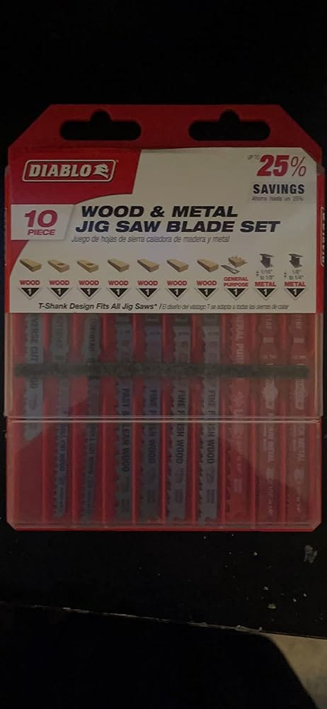 Customer photo review of Diablo DJT10S T-Shank Jig Saw Blade Set for Wood & Metal, 10 Piece Set