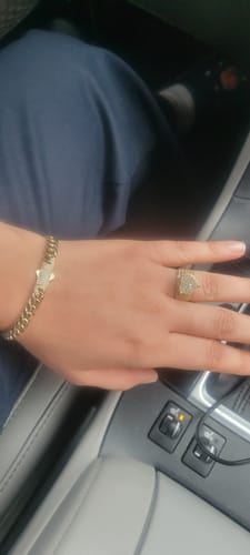 Customer photo review of *NEW* 14K Hollow Cuban Bracelet For Women (7.5MM) + Heart CZ Engagement Ring 😍 JTJ™