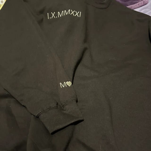 Customer photo review of Custom Embroidered Roman Numeral Sweatshirt