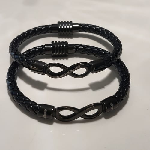Customer photo review of To My Husband-Personalized Couple names Leather Bracelet