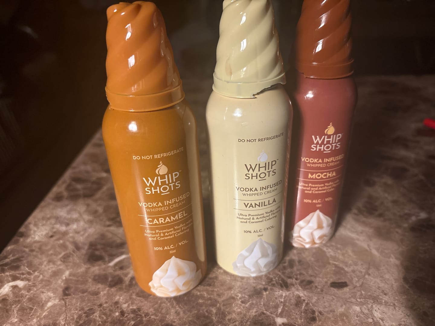 Customer photo review of Whip Shots Vodka Infused Whipped Cream 50ML Bundle Set