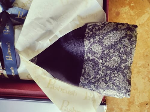 Customer photo review of Pashtush His And Her Gift Set Of Striped Design Stoles With Premium Gift Box Packaging, Navy Blue and Pink