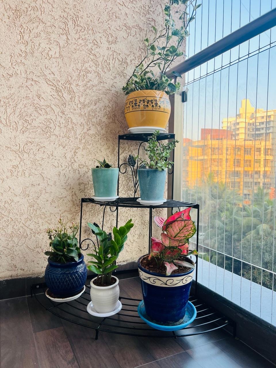 Customer photo review of 3 Tier Plant Stand Floral Corner Shelf Metal Flower Pot