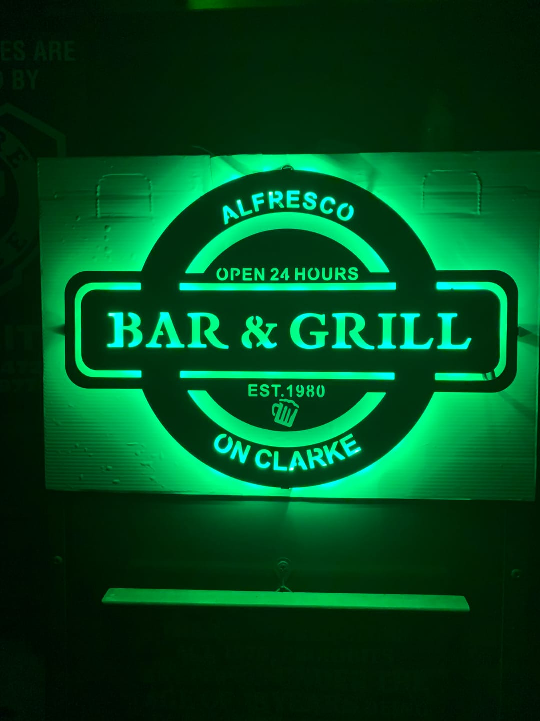 Customer photo review of Personalized LED Color Changing Man Cave Sign