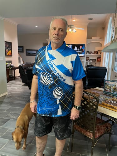Customer photo review of Custom Scottish Thistle Tartan Polo Shirt Scottish Alba Flag Style LT9