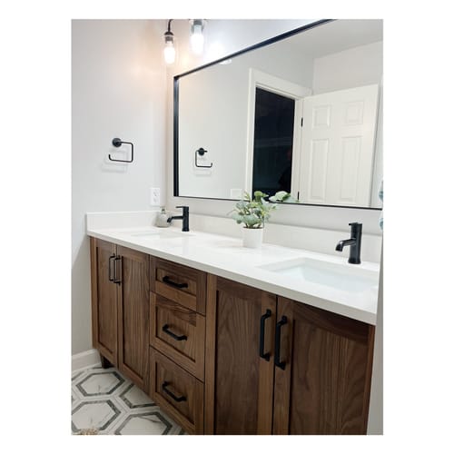 Customer photo review of Bridgeport 72" American Black Walnut Bathroom Vanity, Double Sink