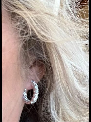 Customer photo review of Elara Gold Plated Silver Moissanite Hoop Earrings