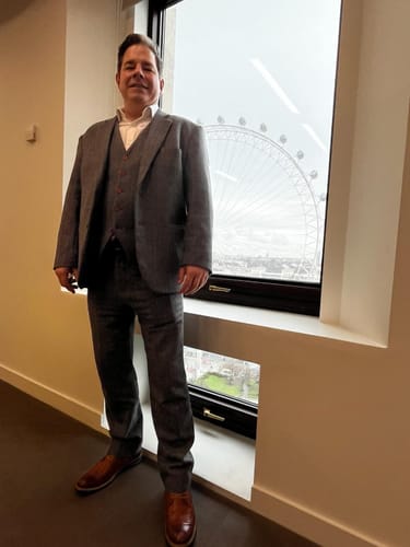 Customer photo review of Prince Of Wales Grey Herringbone Tweed 3 Piece Suit