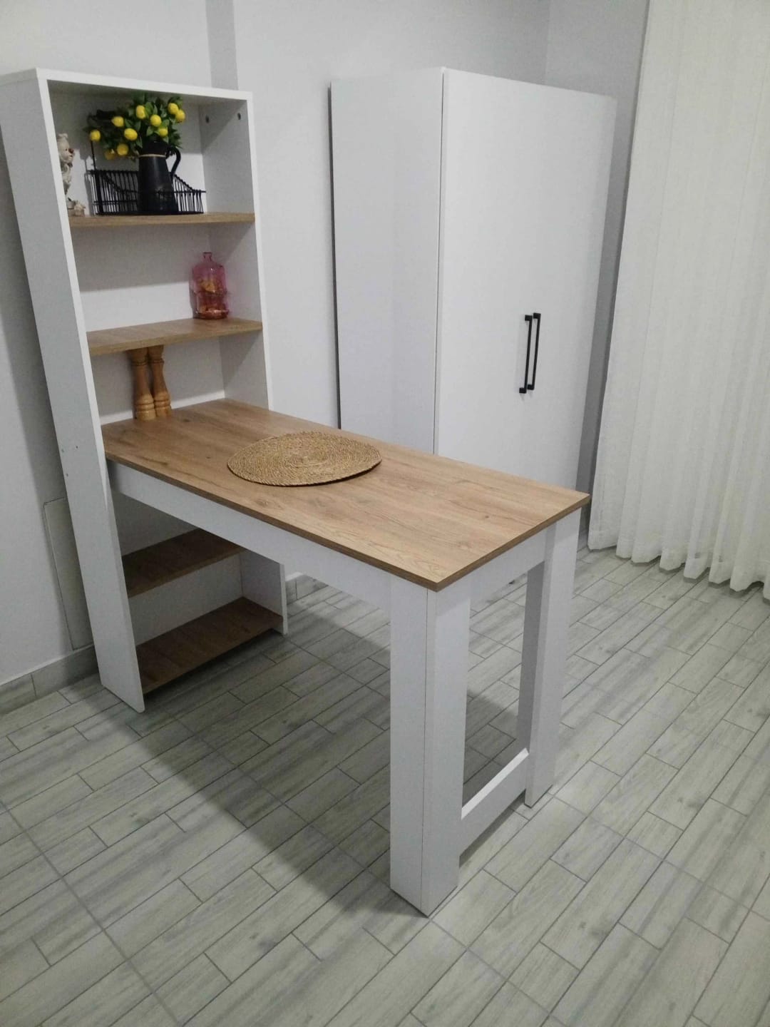 Customer photo review of Rani JA102 Masa Raflı Dekoratif Mutfak Yemek Masası Sepet Ceviz - Beyaz
