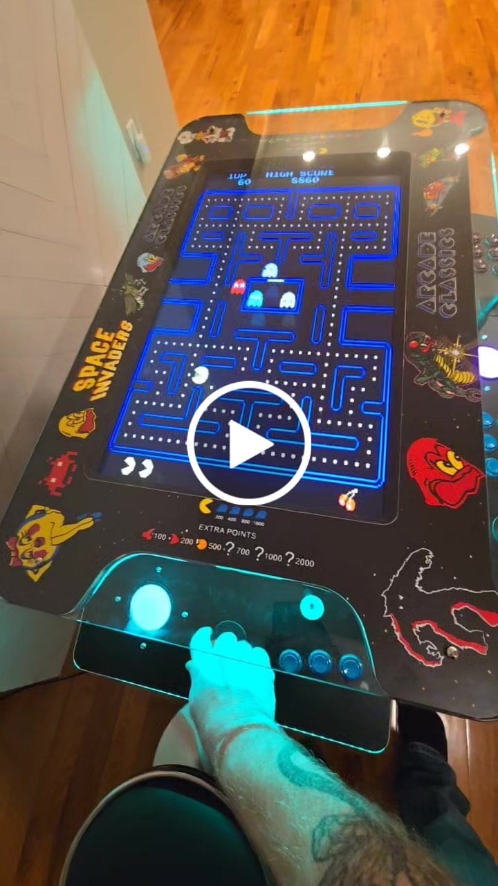Customer video review of Cocktail Arcade Machine 4500 Games 32 inch screen Tilt Up Black Lift Up Retro Multi-cade Table