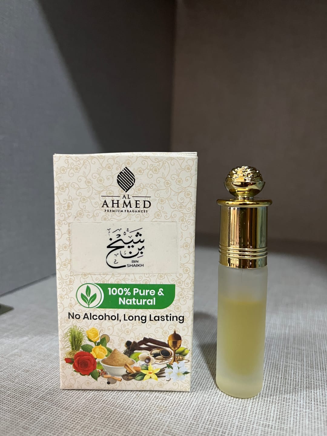Customer photo review of Bin Shaikh  By Al Ahmed (25ml) | LONG LASTING FRAGRANCE PERFUME FOR MEN AND WOMEN | 100% ALCOHOL FREE ATTAR PERFUME | 25ml | Free 6ml Roll on Empty Bottle