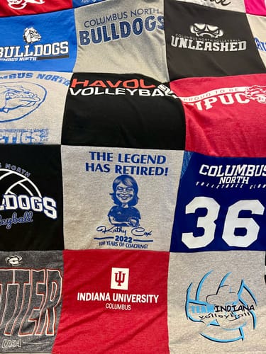 T-shirt quilt featuring columbus north volleyball, bulldogs volleyball by Traci from IN