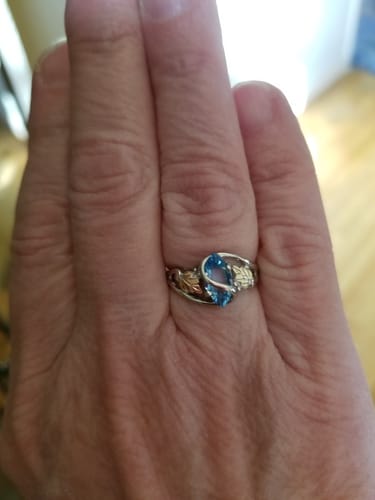 Customer photo review of Blue Topaz - Sterling Silver Black Hills Gold Ring