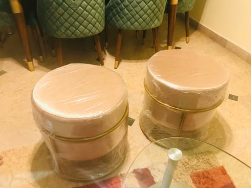 Customer photo review of Luxury Wooden Round stool With Steel Stand -305