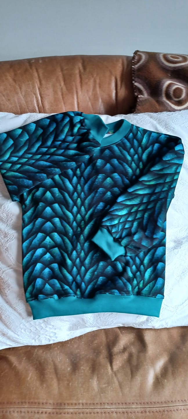 Customer photo review of Dragon Scales French Terry Fabric